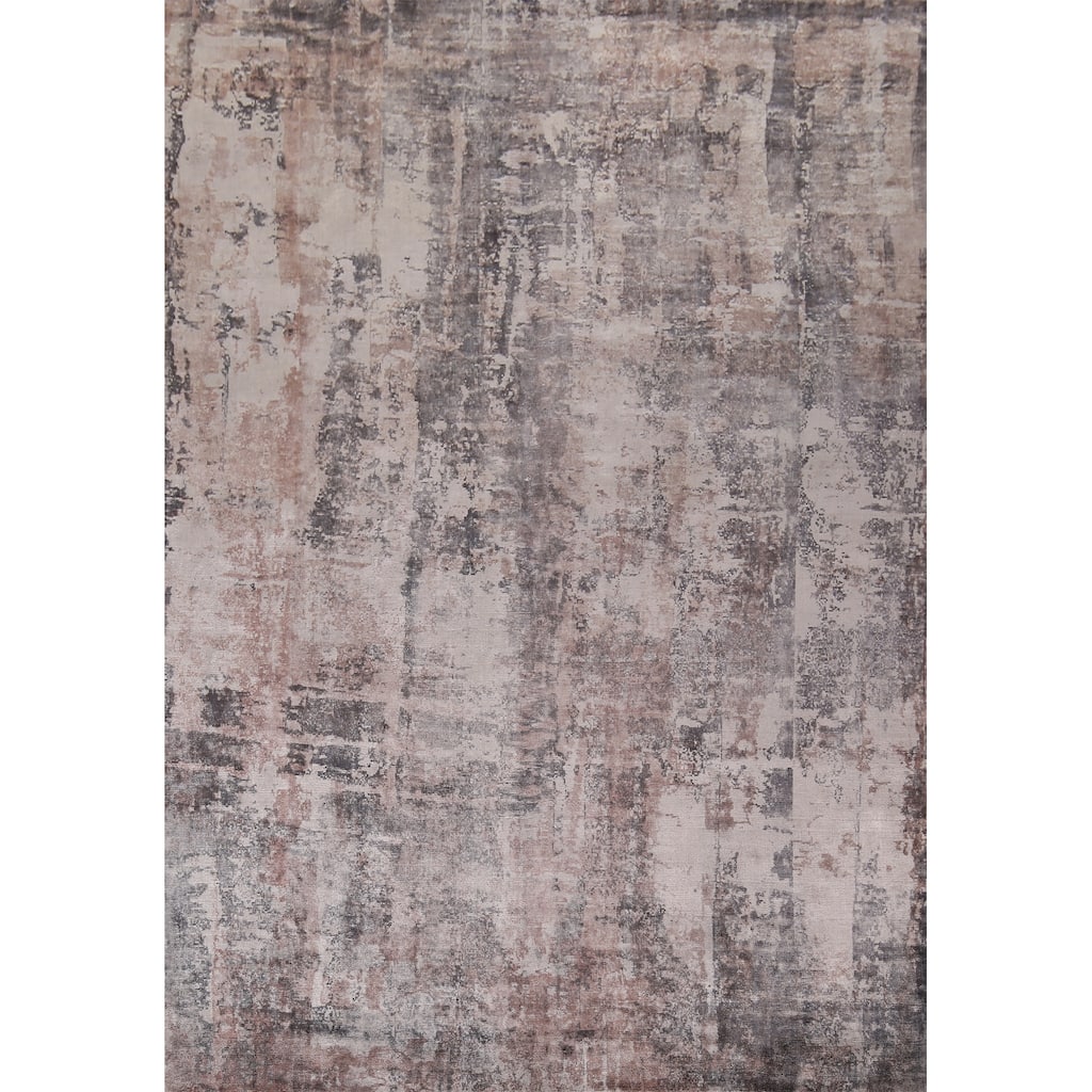 All-Over Abstract Indian Area Rug Handmade Wool Carpet - 8'0"x 10'2"