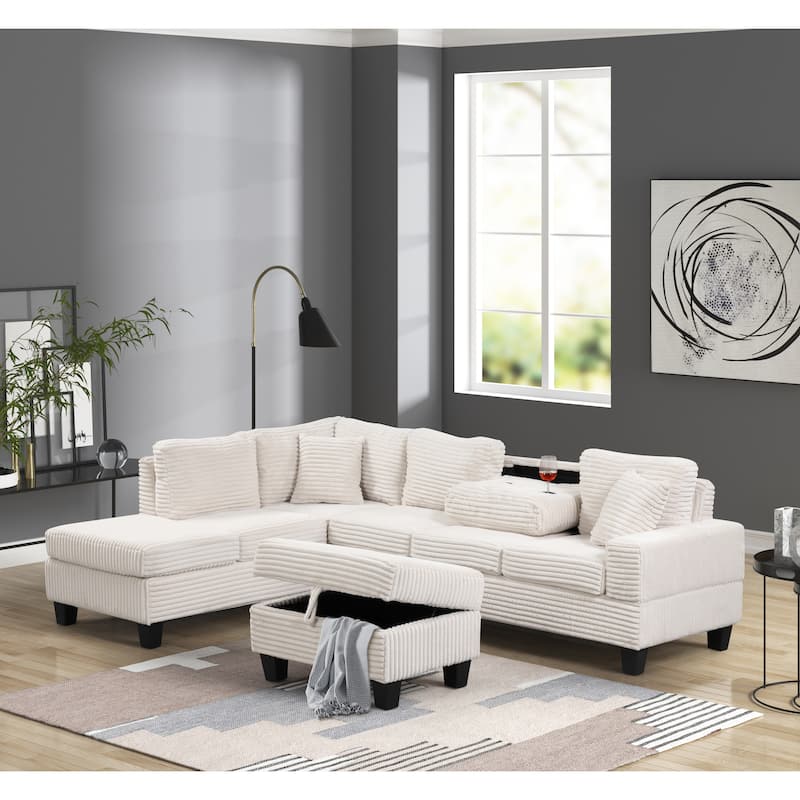 Cozy Modern & Contemporary Style Sectional Sofa Made with Wood & Upholstered Velvet