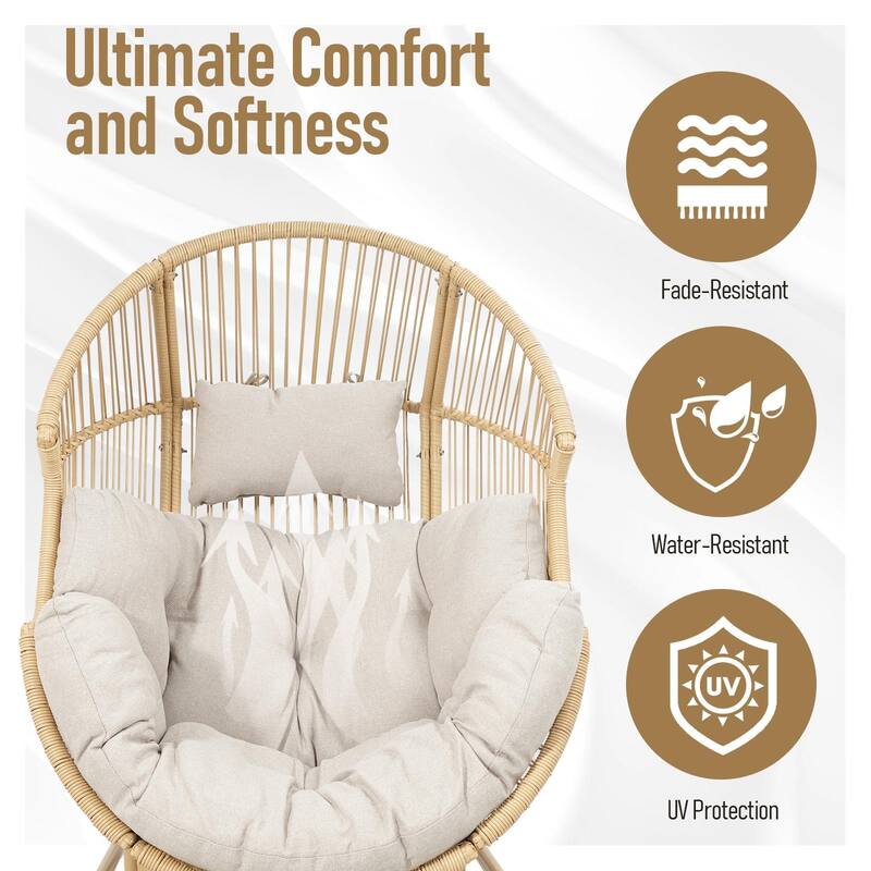 Outdoor Glider Egg Chair with Cushion and Ottoman