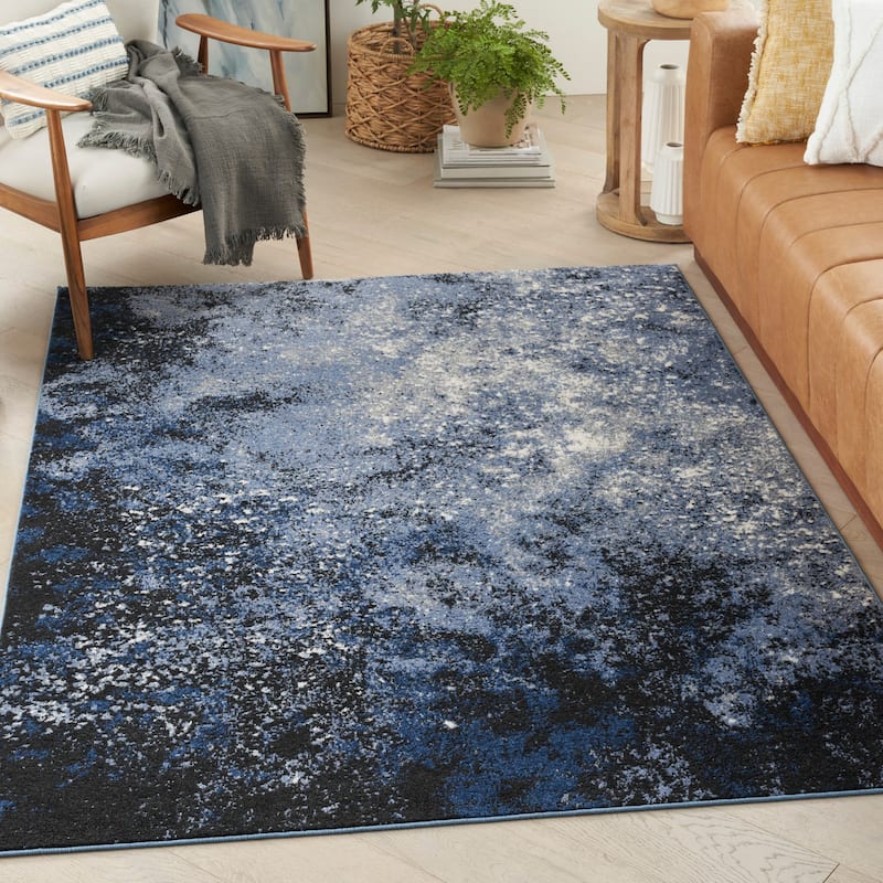 Nourison Passion Colorful Modern Abstract Area Rug - 1'10" x 2'10" - Light Blue/Black