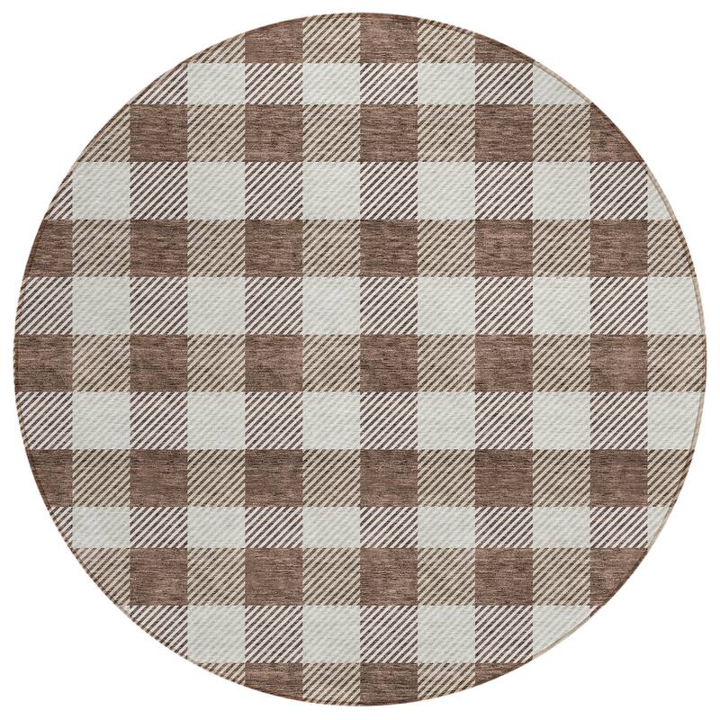 Machine Washable Indoor/ Outdoor Chantille Plaid Stripe Rug