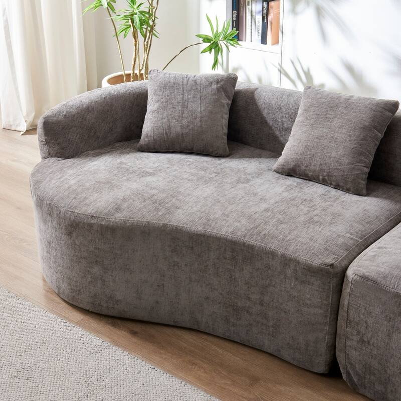 111.02" Curved Chenille Sectional Sofa, No Assembly Required