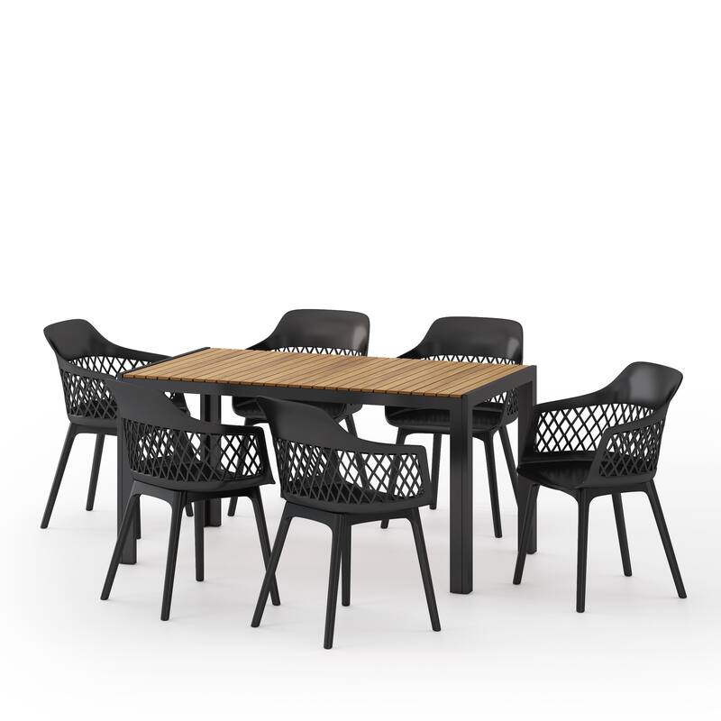 Azalea Outdoor Wood and Resin Outdoor 7 Piece Dining Set by Christopher Knight Home