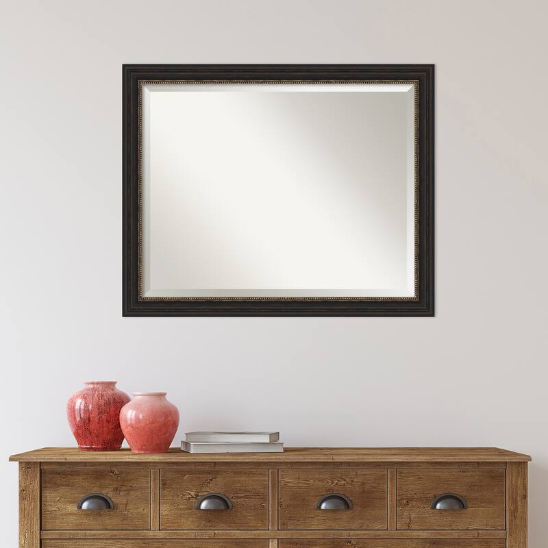 Beveled Bathroom Wall Mirror - Accent Bronze Narrow Frame