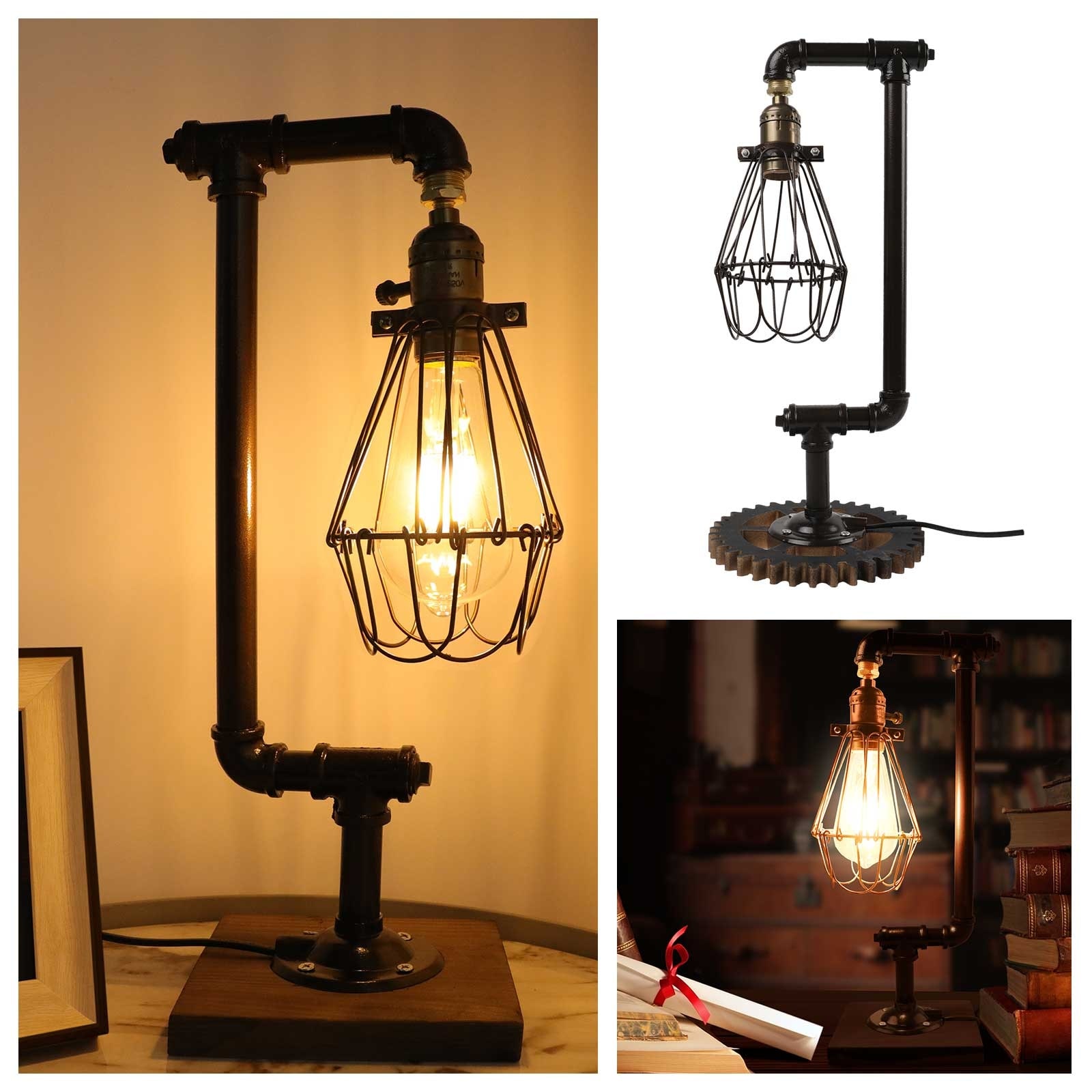 Rustic Industrial style Home Black Friday Special Desk,table lamp,steampunk 