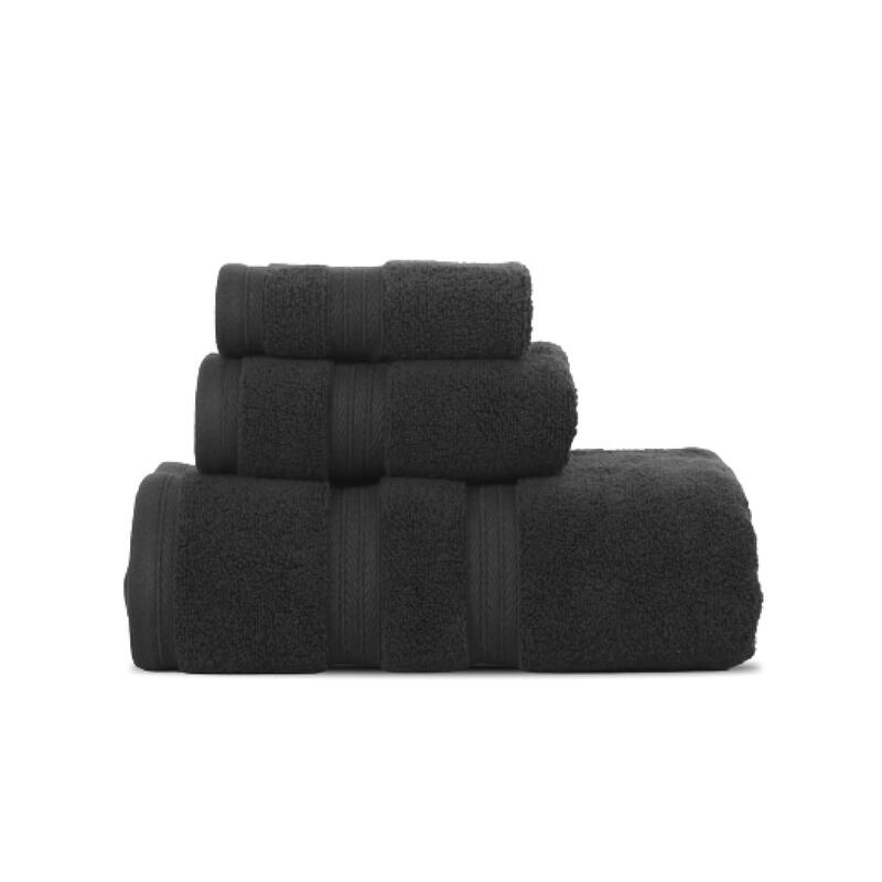 Home Weavers Elegance Essentials 550GSM Cotton Zero Twist Super Absorbent Bath Towel Set of 3 - Black - 27"x54", 16"x24", 13"x13"