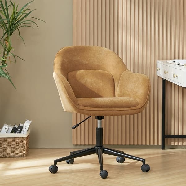 Velvet Home Office Chair - Moderne Draaibare Bureaustoel Met Verstelbare Hoogte - Bruin