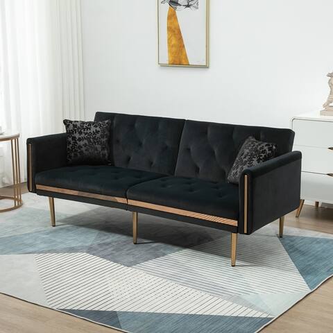 73.23'' inch velvet Sleeper Sofa With Metal Feet