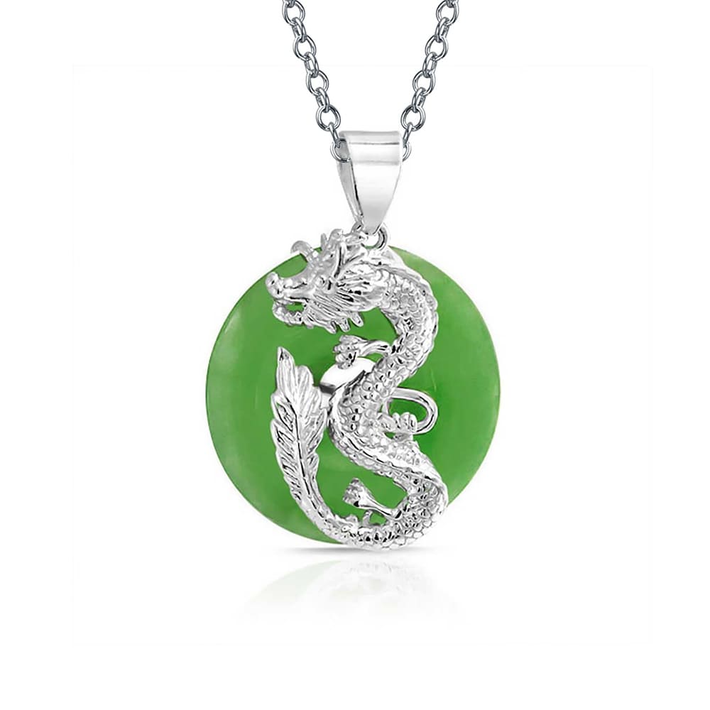 Fine Chinese Natural White Jade Pendant Necklace Dragon