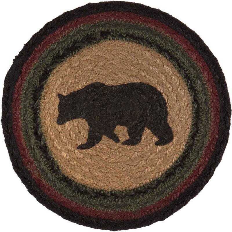 Wyatt Stenciled Bear Jute Trivet 8 - Trivet 8