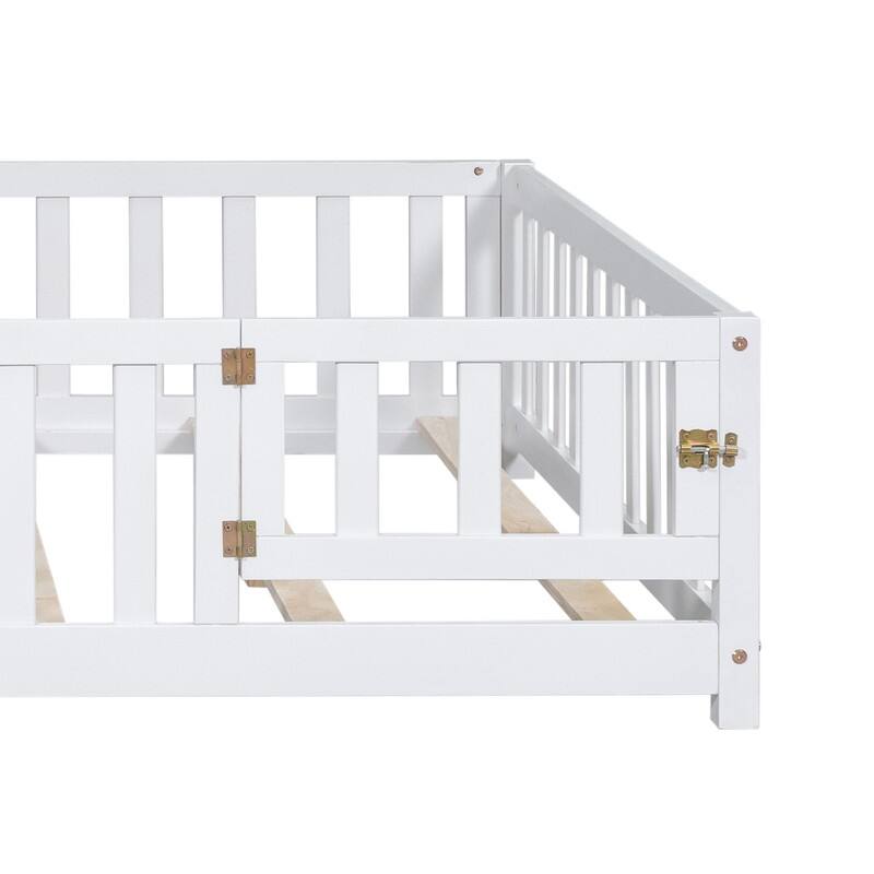 Full Size Floor Bed Frame with Support Slats for Toddlers