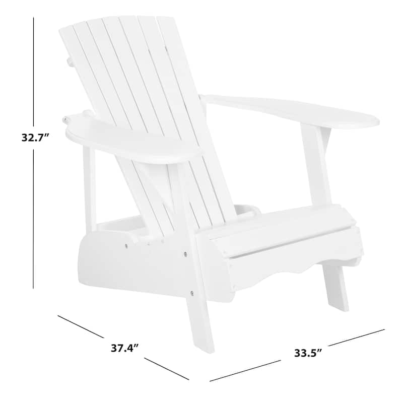 SAFAVIEH Outdoor Living Mopani Adirondack White Acacia Wood Chair - 33.5" W x 37.4" D x 32.7" H