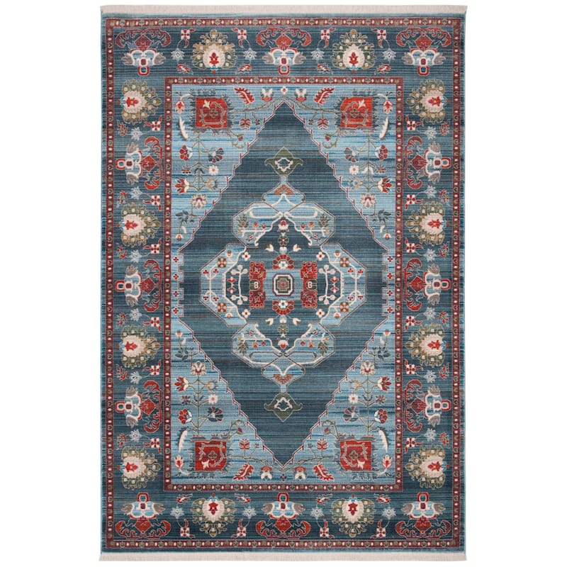 SAFAVIEH Vintage Boho Persian Joice Oriental Polyester Rug with - 4' x 6' - Blue/Light Blue