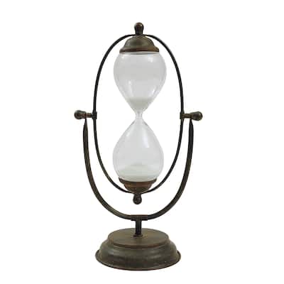 Decorative Metal Hourglass with White Sand