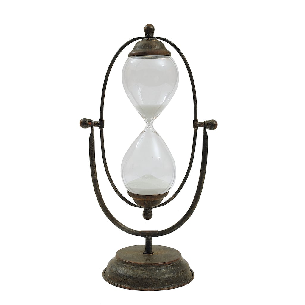 Decorative Metal Hourglass with White Sand