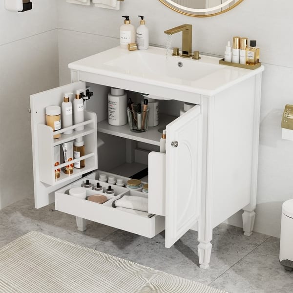 slide 2 of 21, Modern 30" Bathroom Vanity with Sink and Soft Close Door Hinges White