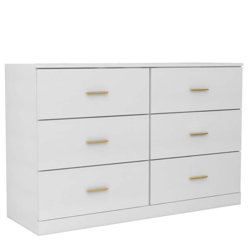 Modern 6-Drawer Dresser - Wide Storage Chest, Sturdy & Safe for Bedroom