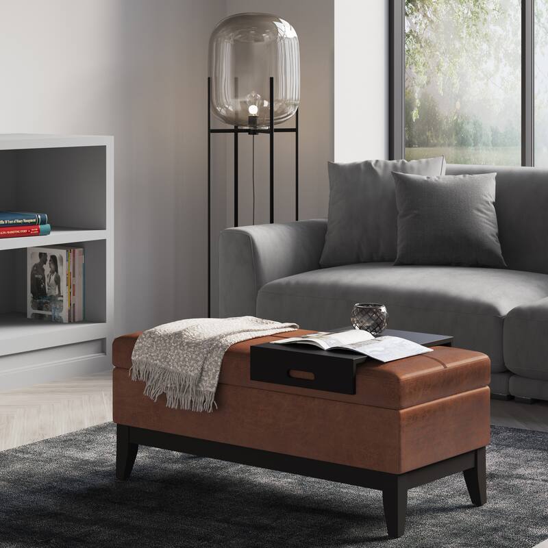 Storage Ottoman Bench with Tray