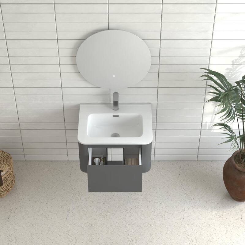 GDF Studio - Greyson American Design Floating Bathroom Vanity with Integrated Ceramic Basin and Soft-Close Drawer