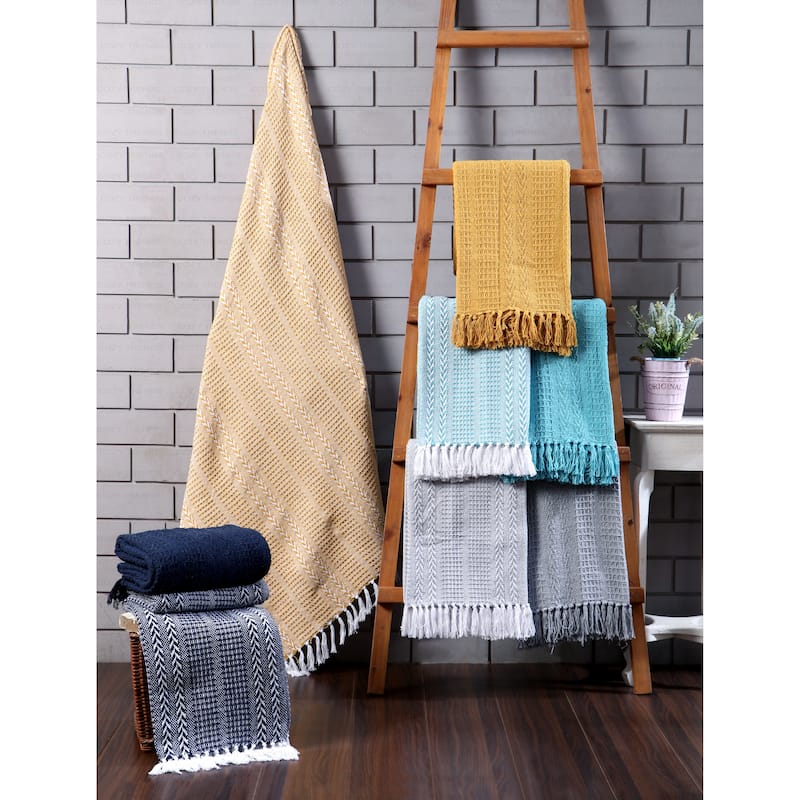 Natural Cotton Hand Woven Soft Cozy Warm Lightweight Batik Throw Blankets for Couch | Sofa | Bed | 50’’x60’’ Inches (Set of 2)