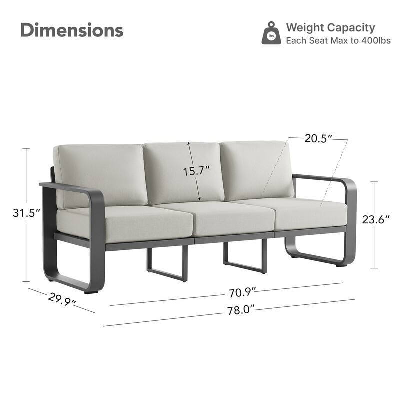 Spruce & Spring Outdoor Patio Furniture Set Aluminum Sofa Accent Chair