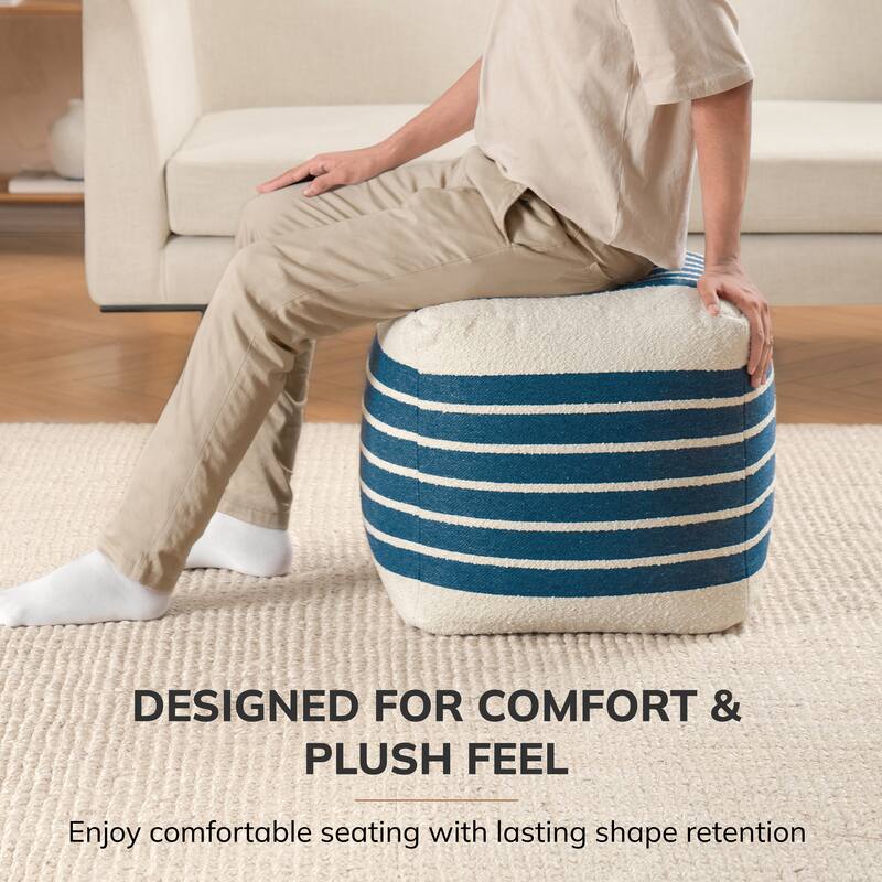 Jani 20-inch Ottoman Pouf - Handcrafted Handmade Ottoman for Seating, Footrest, Home Decor for Living Room, Bedroom