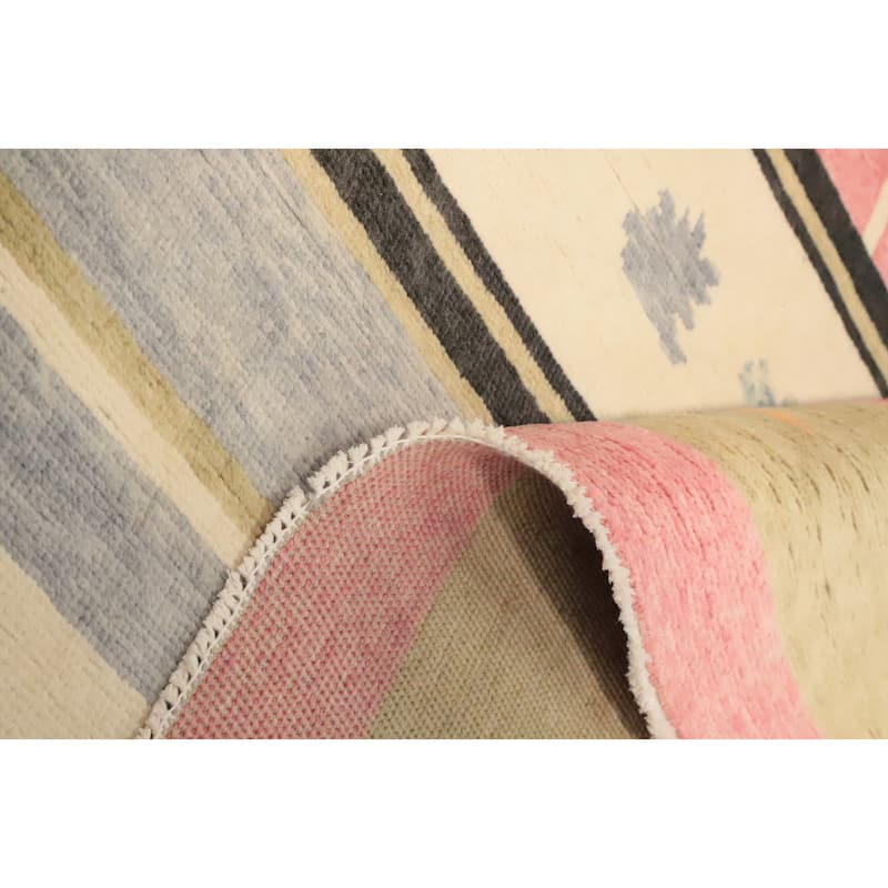 Hand Knotted Oriental 100% Wool Carpet Modern Geometric Multi-Colored Gabbeh Area Rug - 13' 0'' X 10' 2''