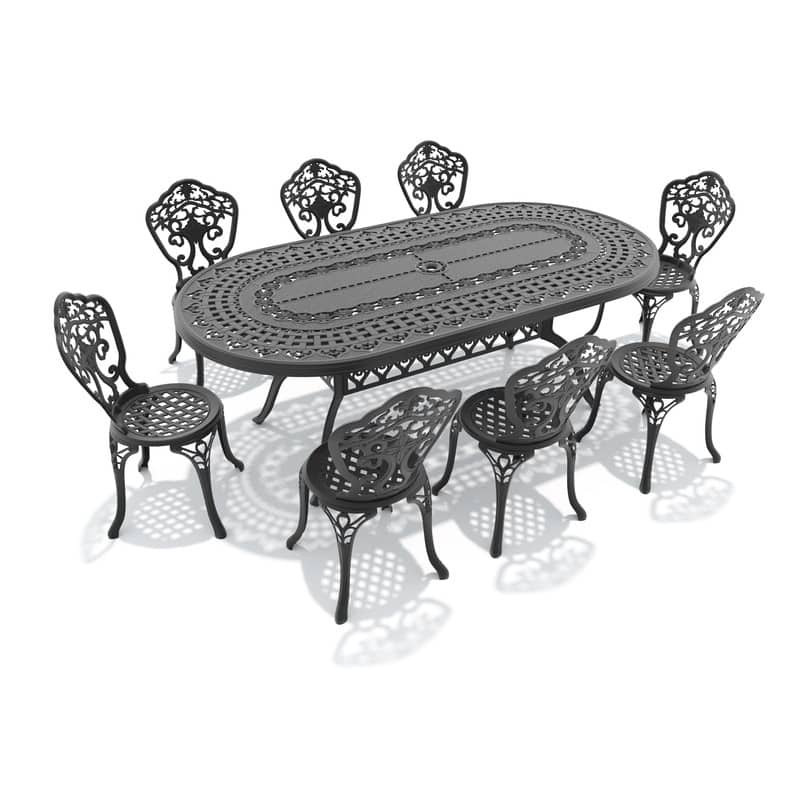 Traditions 9-Piece Patio Outdoor Dining Set with 8 Dining Chairs and Oval Table, Rust Free