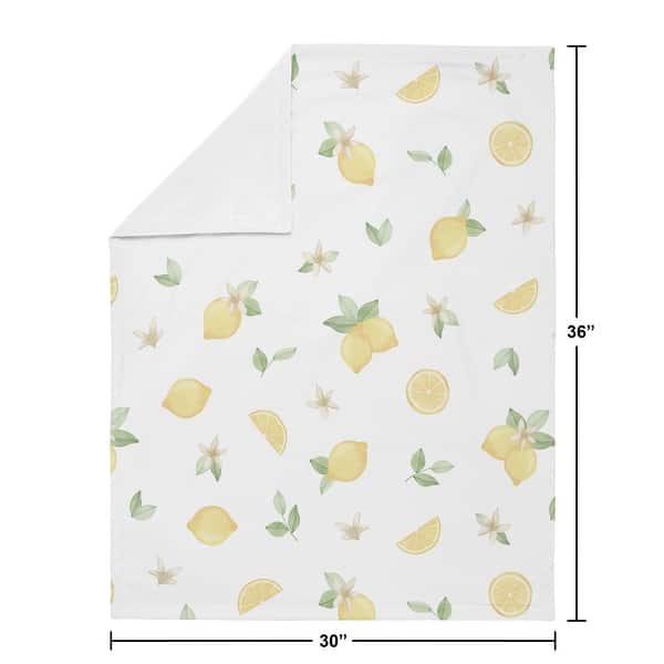 Lemon Floral Girl Baby Receiving Security Swaddle Blanket - Yellow Green White Watercolor Boho Bohemian Farmhouse Fruit Flower