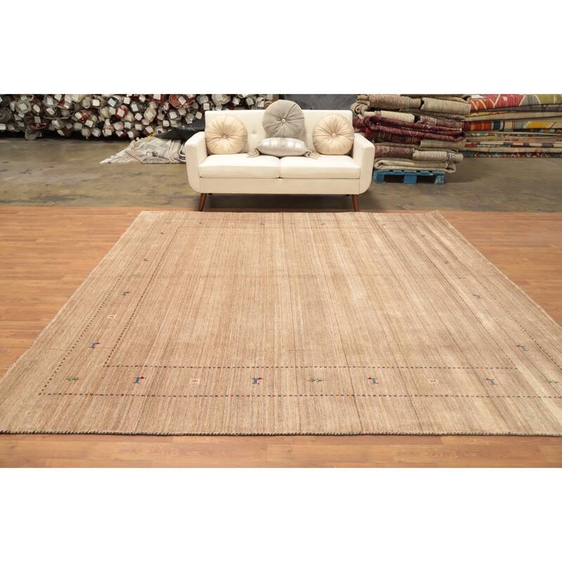 Hand Knotted Oriental 100% Wool Carpet Tribal Animal Pictorial Brown Gabbeh Area Rug - 8' 11'' X 8' 11''