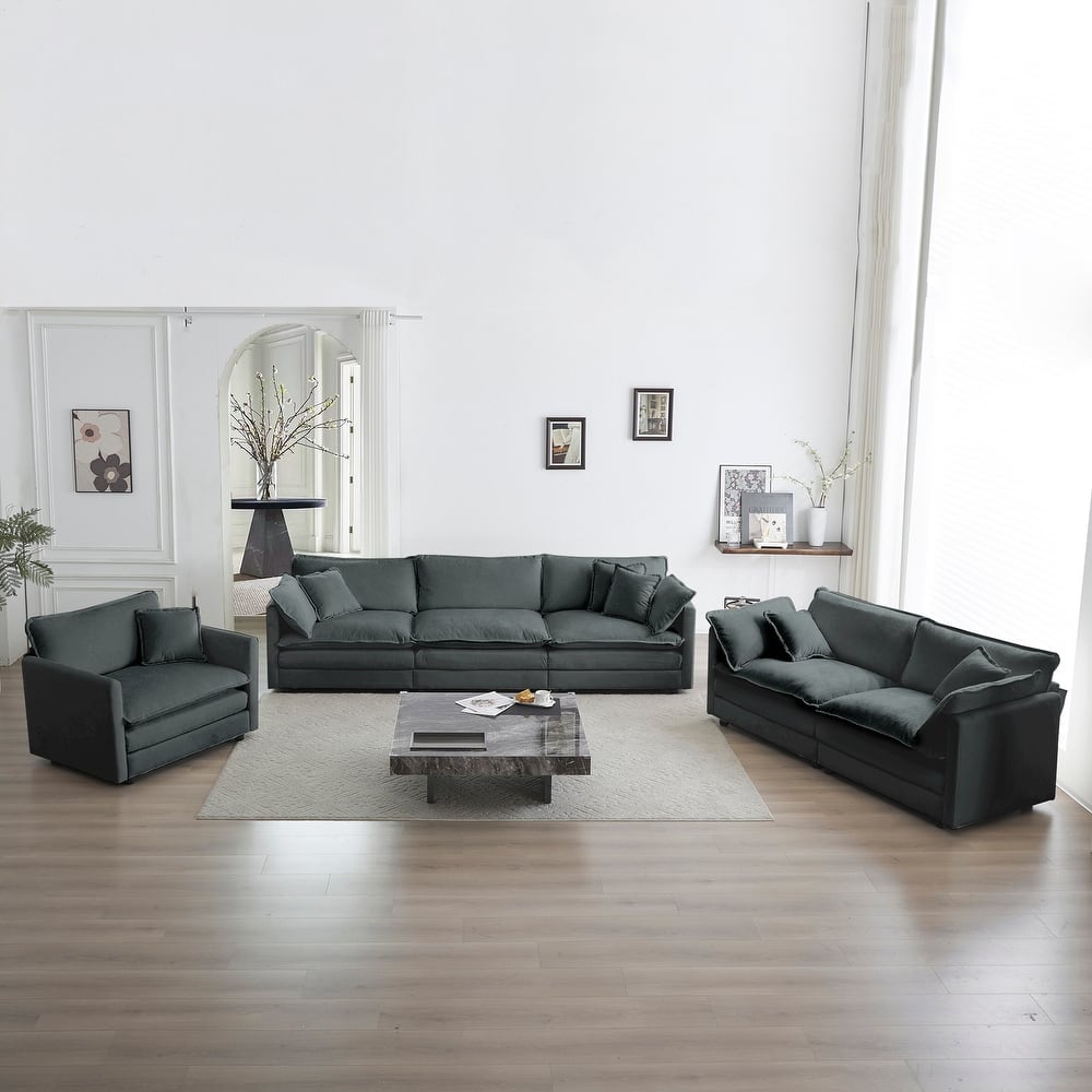 GDFStudio- Lingard Modular Chenille 3 Piece Sofa Set