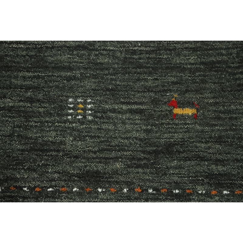 Hand Knotted Oriental 100% Wool Carpet Tribal Animal Pictorial Green Gabbeh Area Rug - 6' 2'' X 6' 1''