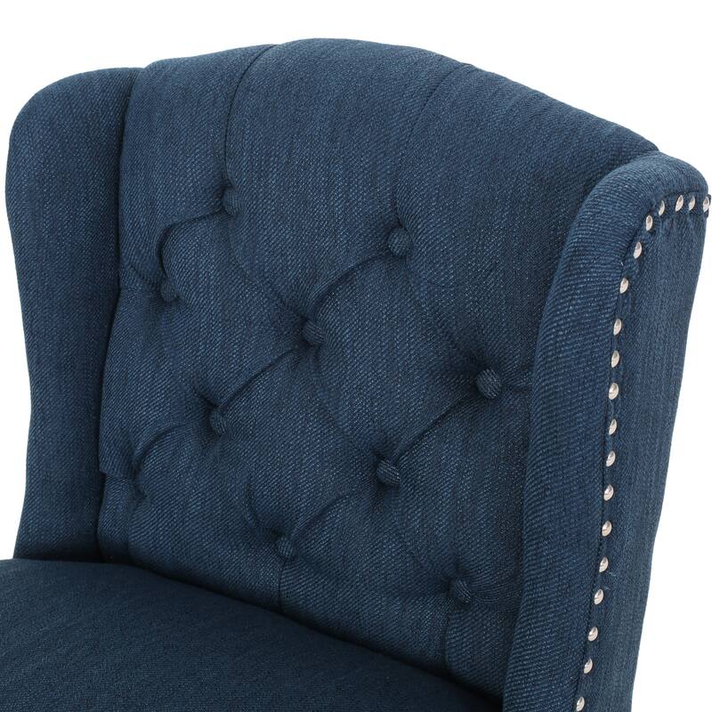 31 Inch Fabric Tufted Wingback Counter Stools, Set of 2
