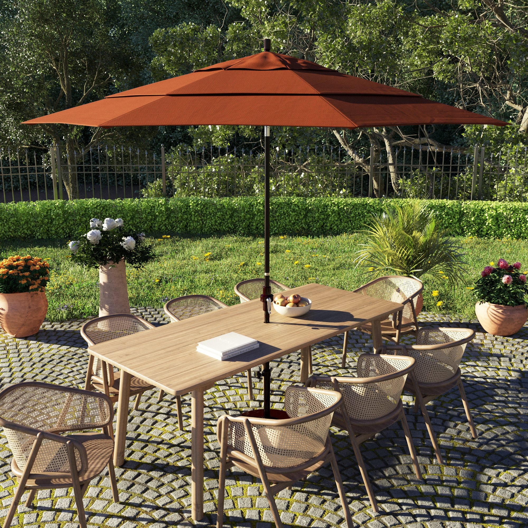 10 square offset patio umbrella EROMMY 10 x 10 Outdoor Square Offset Umbrella with Sturdy Frame, Base  Excluded