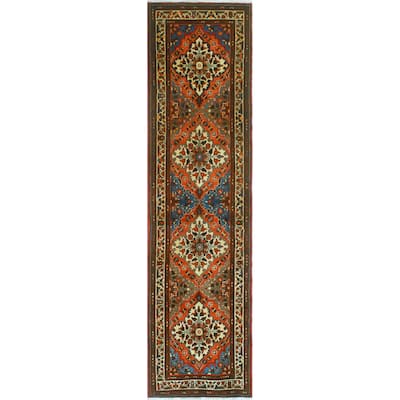 Fine Vintage Distressed Zakiya Orange/Blue Runner - 2'5" x 9'7"