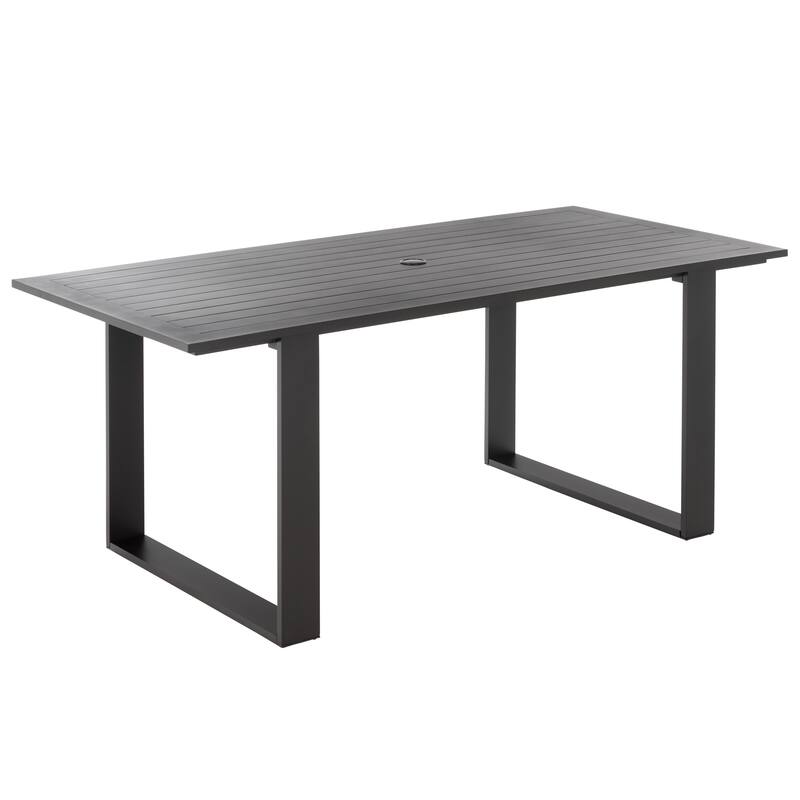 SAFAVIEH Outdoor Living Fash Aluminum Sled Leg Dining Table - 71"W x 34"D x 29"H