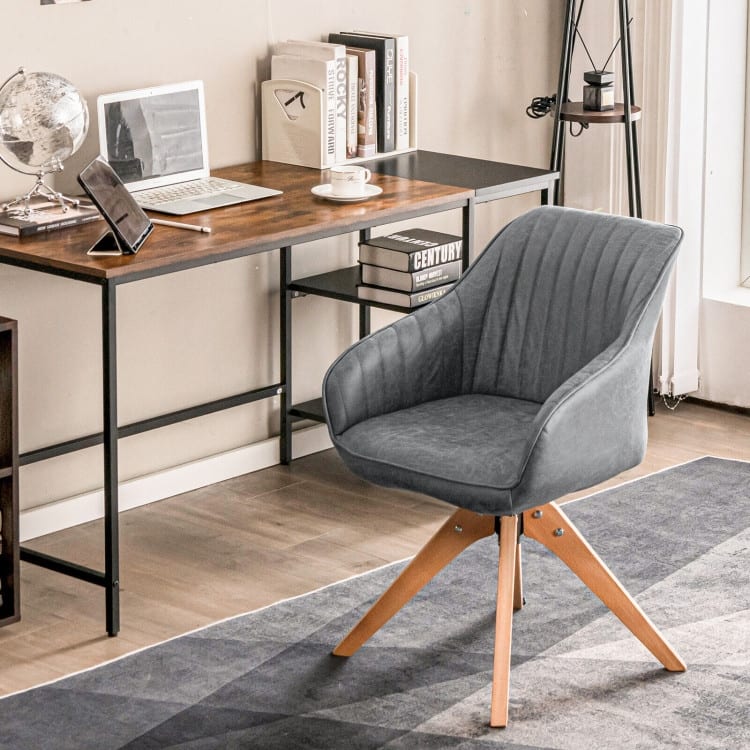 Modern Leathaire Set of 2 Swivel Accent Chair with Beech Wood Legs - 33.5 x 27 x 27 inch (L x W x H)