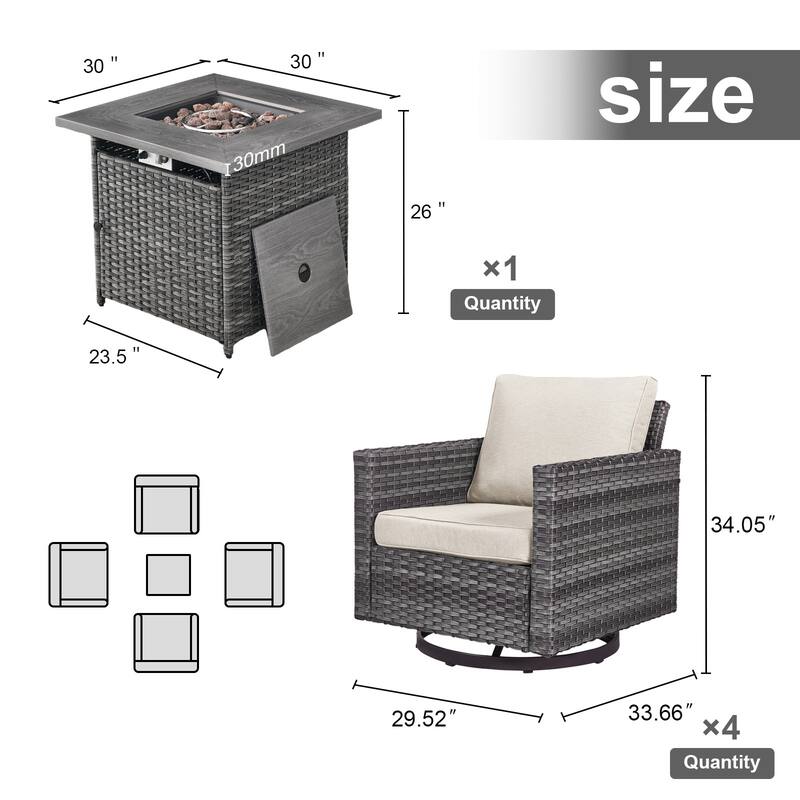 Gymojoy Outdoor Fire Pit Conversation Set, Patio Furniture with Cushions