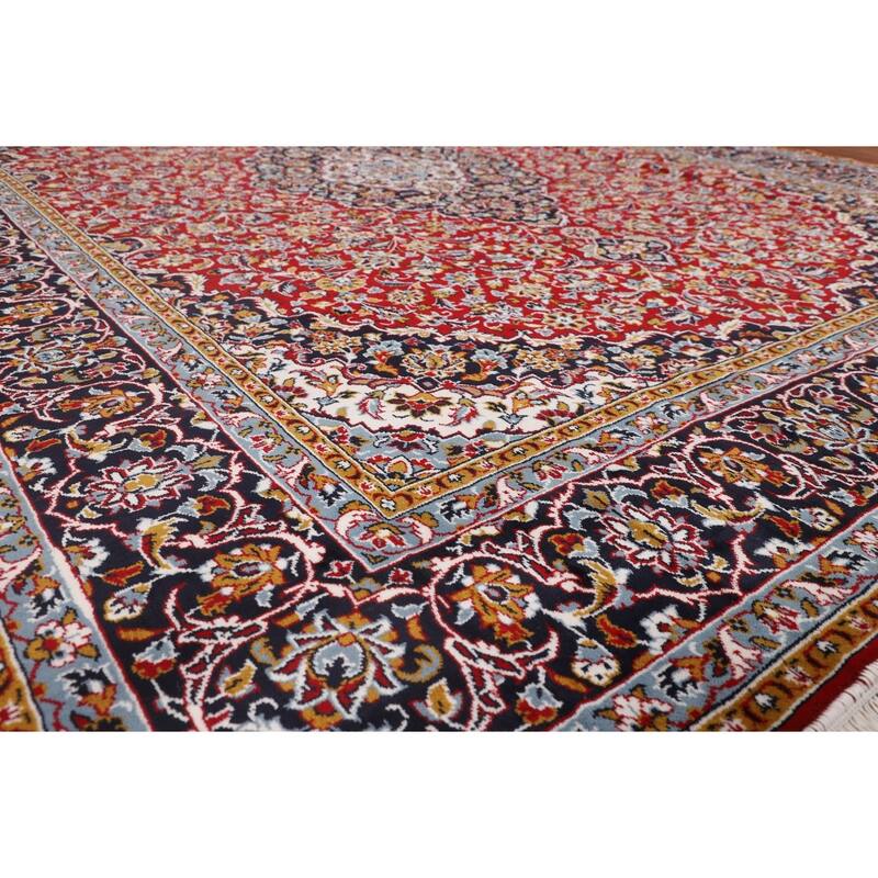Red Floral Kashan Turkish Rug Machine-Made Carpet - 9'7" x 12'8"