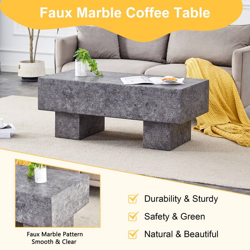 43.3" Modern Rectangular Coffee Table with Sturdy MDF Support Legs for Living Room