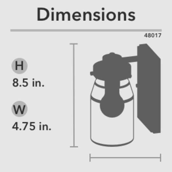 dimension image slide 1 of 4, Hunter Devon Park 1-Light Wall Sconce, Rustic, Modern Farmhouse, Damp-Rated