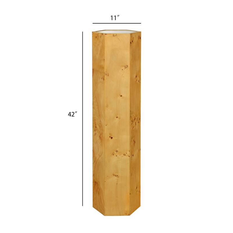 StyleCraft Solano Burl Mirror-Top Pedestal Side Table