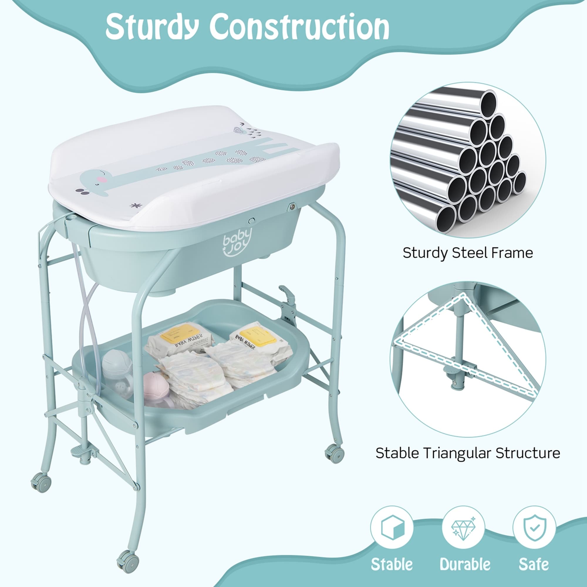 Babyjoy Baby Changing Table with Bathtub Folding Portable