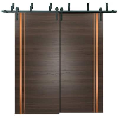 Barn Bypass Doors 36 x 80 Planum 1010 Chocolate Ash with Sturdy 6.6ft