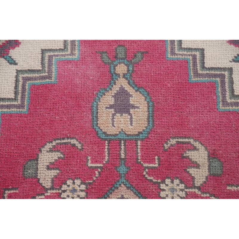 Hand Knotted Oriental 100% Wool Carpet Traditional Medallion Pink Tabriz Area Rug - 4' 6'' X 3' 2''