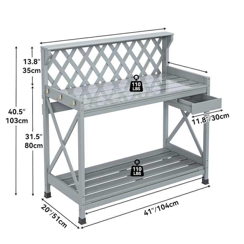 Moasis Outdoor Garden Work Bench Station Table - 41"