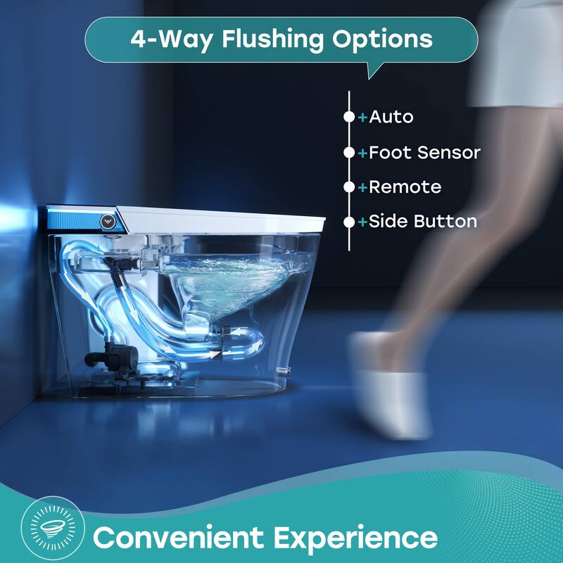 HOROW T38 Elegant Luxury Elongated Smart Bidet Toilet in White with Build-in Tank, Auto Open/Close, UV Light