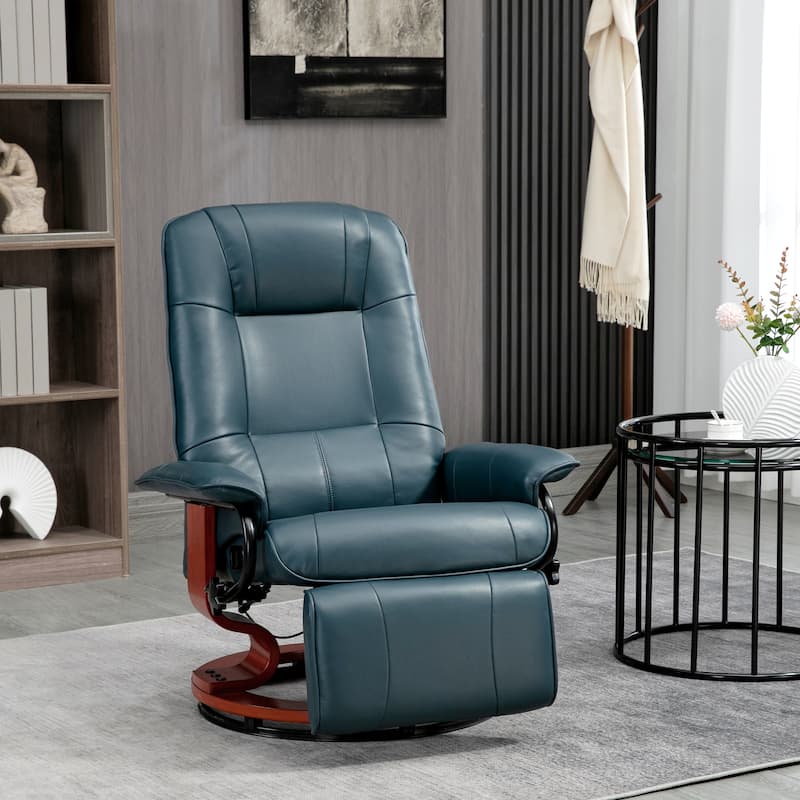 PU Leather Recliner Chair with Swivel Base and Footrest