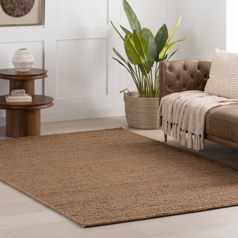 Nuloom Thellia Textured Flatweave Shag Rug - 4' x 6' - Rust