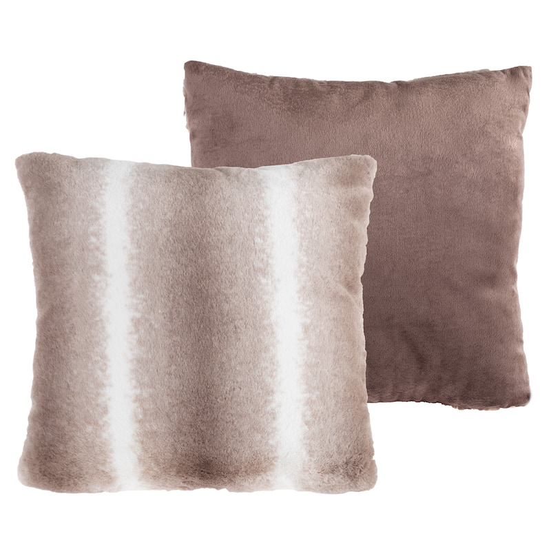 Hastings Home Set of Faux Rabbit Fur Throw Pillows, Gray